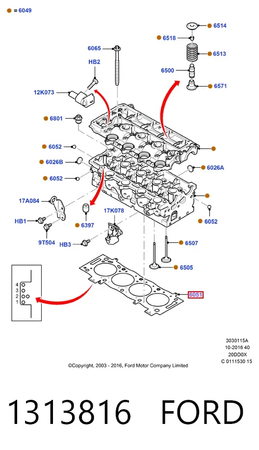 Прокладка ГБЦ 1313816 Ford