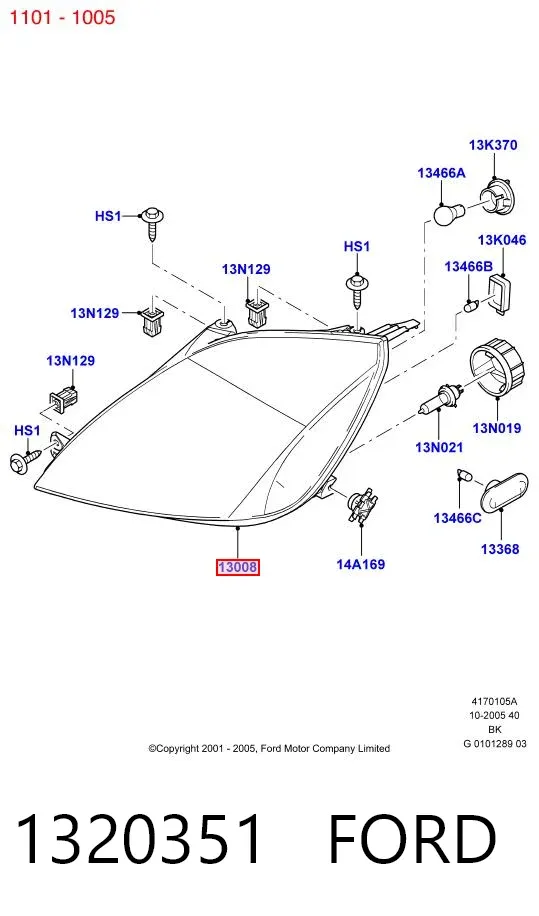 Фара права 1320351 Ford