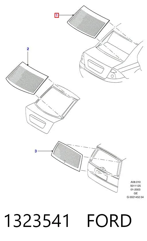 Заднє скло 1323541 Ford