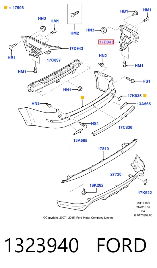 Кронштейн бампера заднього, лівий 1323940 Ford