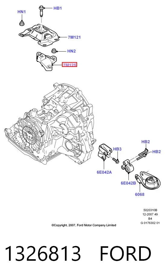 Кронштейн подушки (опори) двигуна, лівої 1326813 Ford