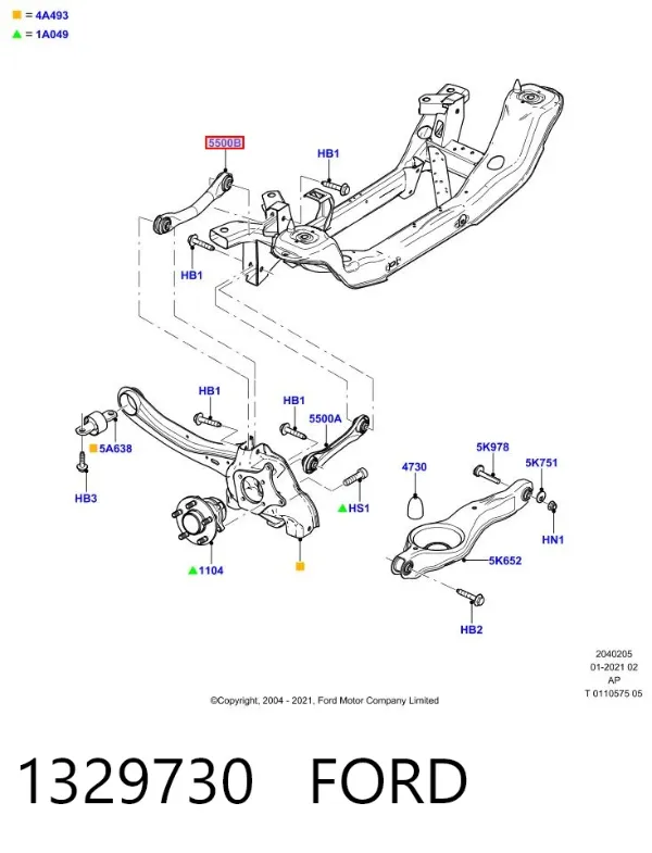 Важіль задньої підвіски верхній, лівий/правий 1329730 Ford