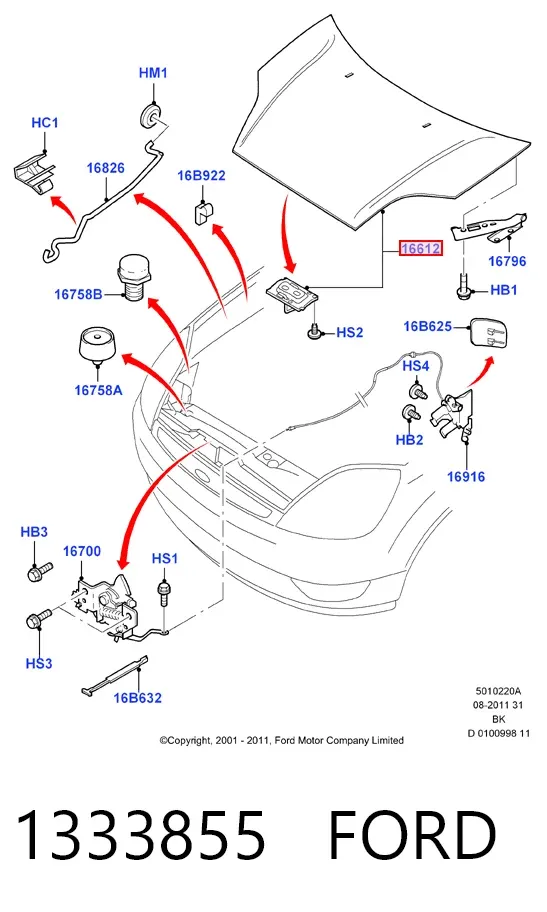 Капот 1333855 Ford