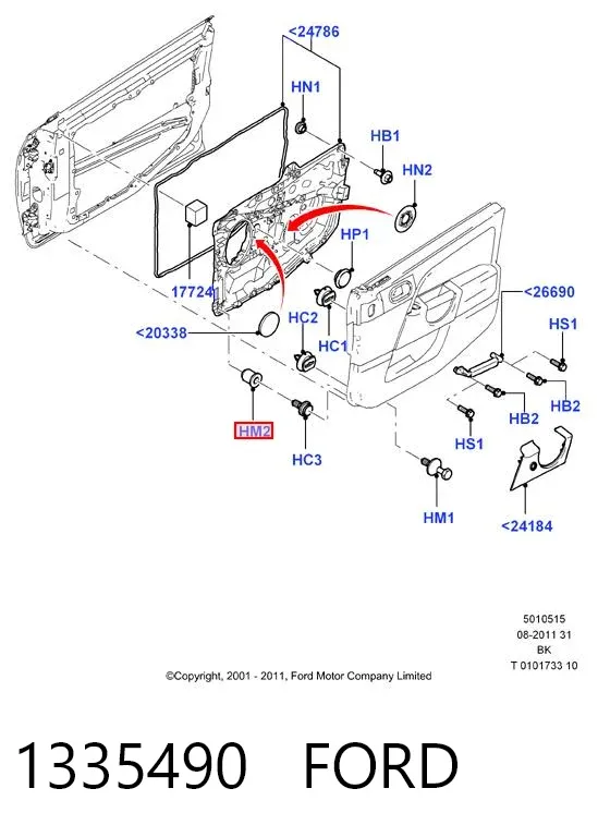 Пістон (кліп) кріплення обшивки дверей 1335490 Ford