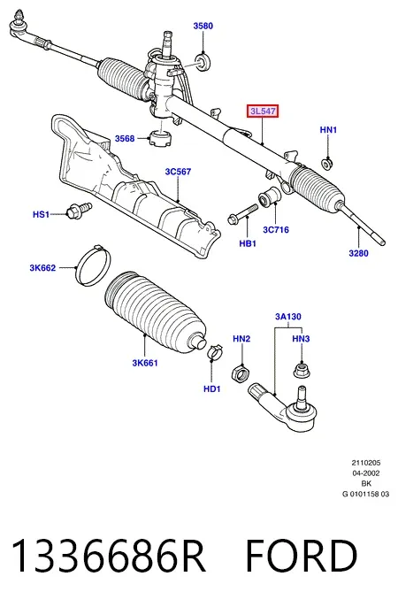 Рульова рейка 1336686R Ford