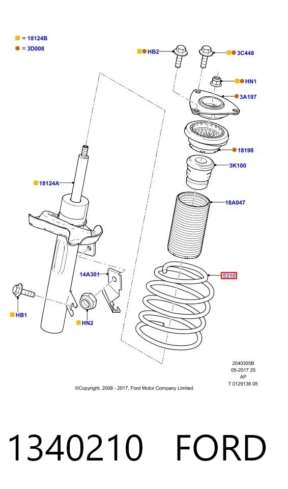 Пружина передня 1340210 Ford