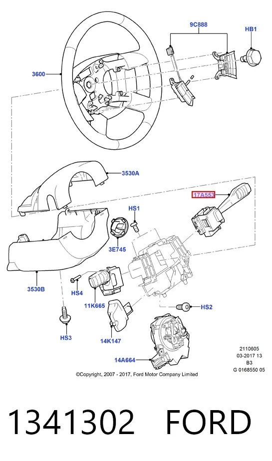 Перемикач підрульовий, правий 1341302 Ford