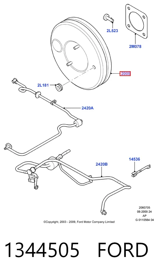 Підсилювач гальм 1344505 Ford