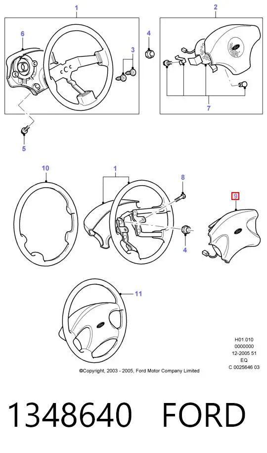 Подушка безпеки, водійська, AIRBAG 1348640 Ford