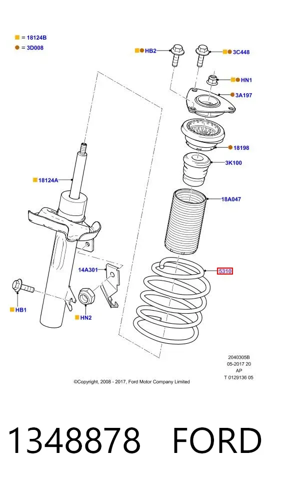 Пружина передня 1348878 Ford