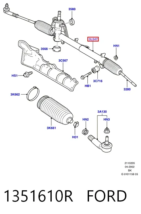 Рульова рейка 1351610R Ford
