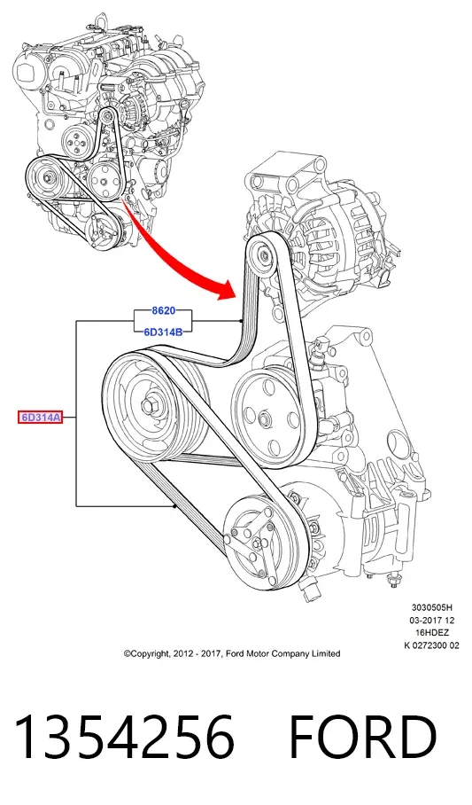 Ремінь приводний, агрегатів, комплект 1354256 Ford