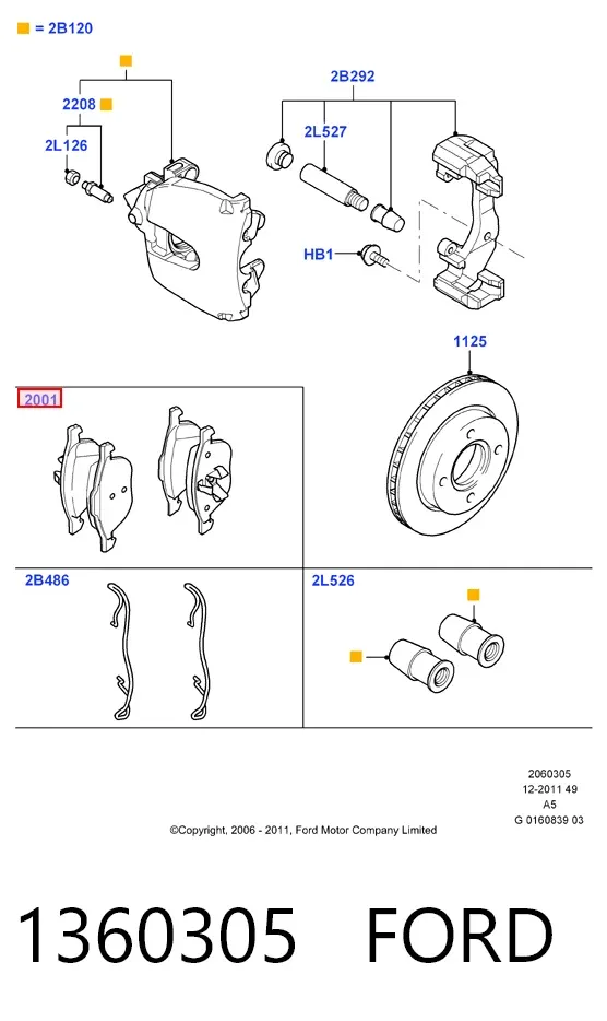 Передні тормозні колодки 1360305 Ford