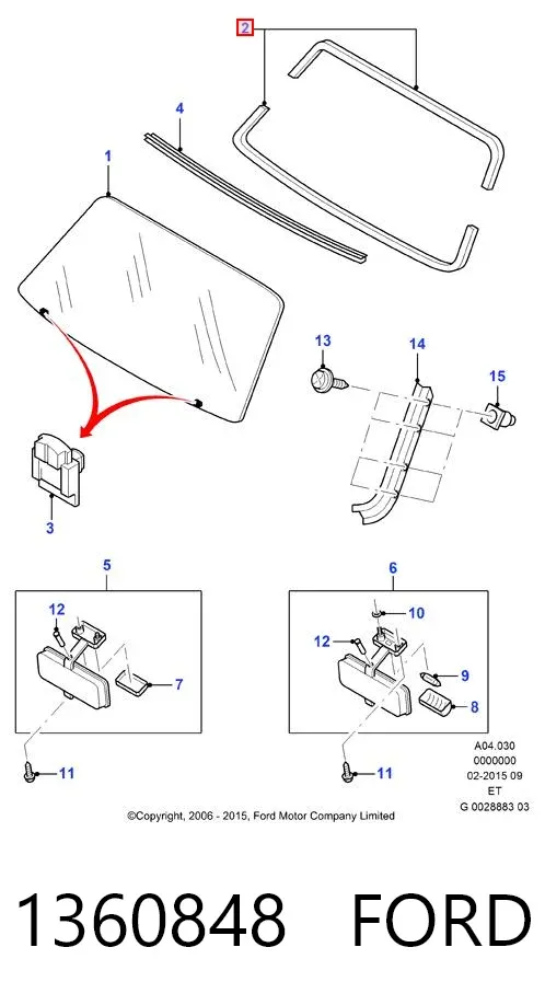 Накладка лобового скла 1360848 Ford