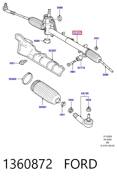 Рульова рейка 1360872 Ford