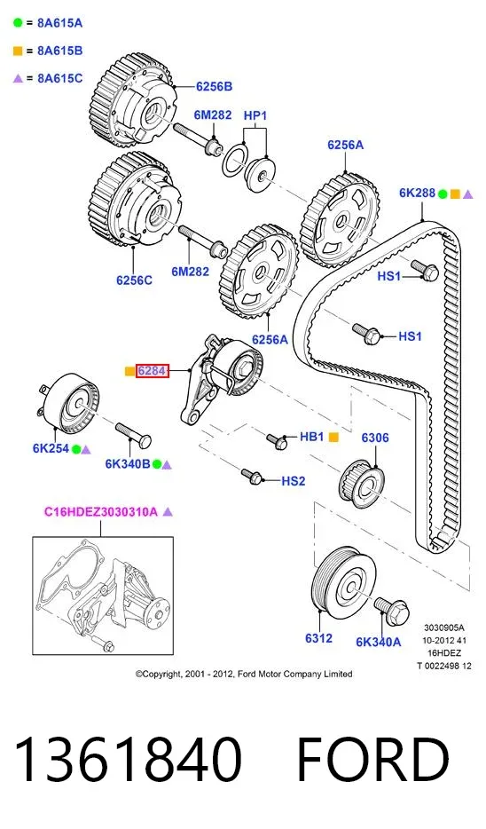 Натягувач ременя ГРМ 1361840 Ford