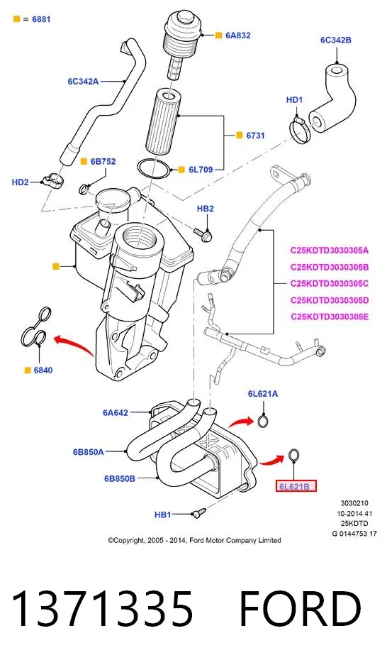 Прокладка радіатора масляного 1371335 Ford