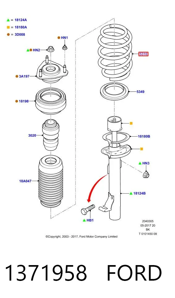 Пружина передня 1371958 Ford