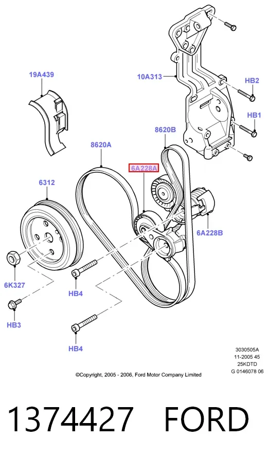 Натягувач приводного ременя 1374427 Ford
