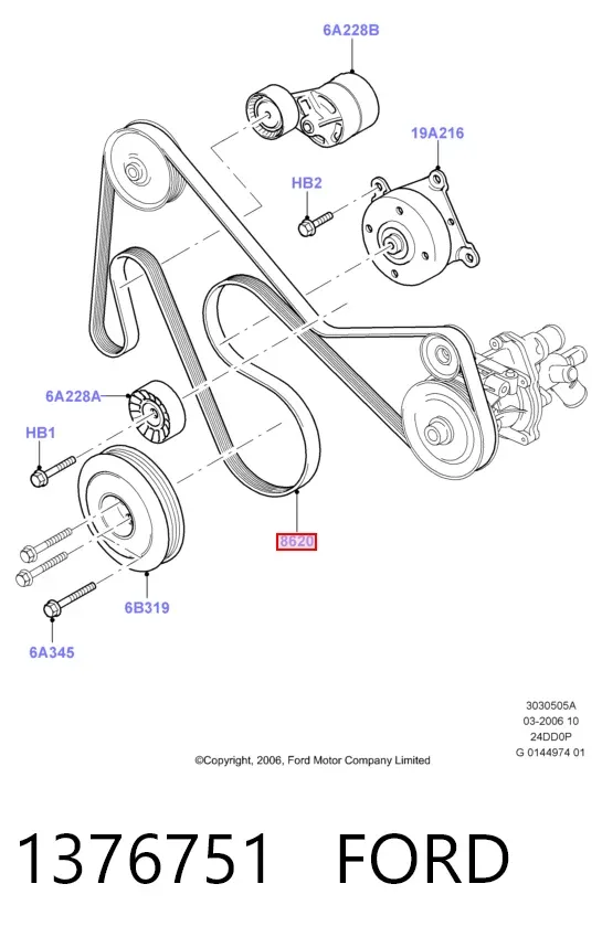 Ремінь генератора 1376751 Ford