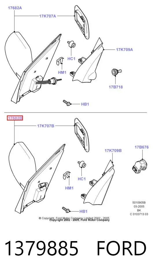 Ліве бокове дзеркало 1379885 Ford