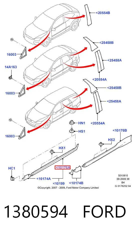 Накладка зовнішня (молдинг) порога, лівий 1380594 Ford
