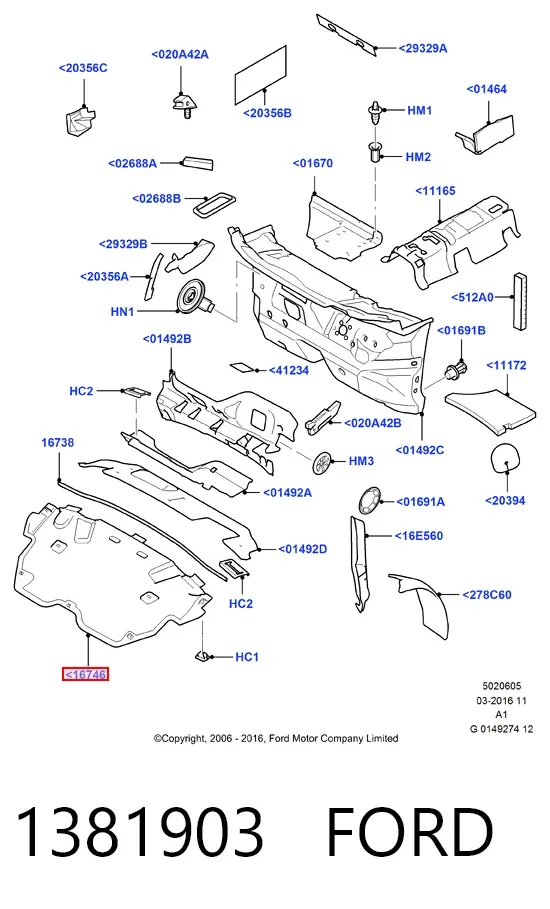 Шумоізоляція капота 1381903 Ford