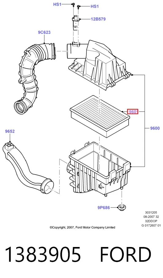Повітряний фільтр 1383905 Ford