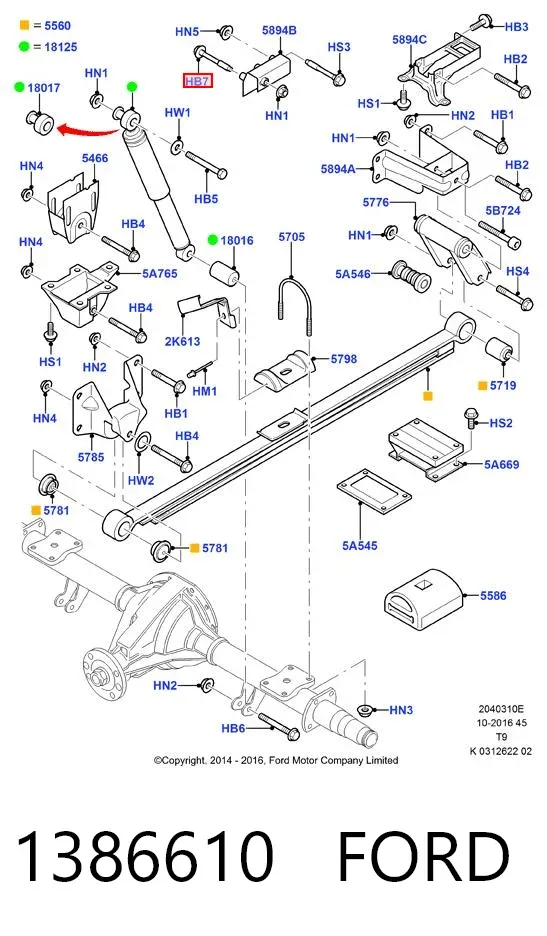Болт переднього важеля, нижнього 1386610 Ford