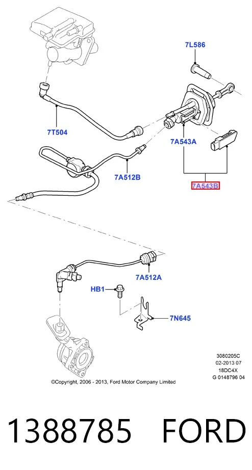 Головний циліндр зчеплення 1388785 Ford