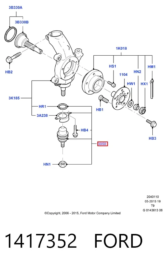 Кульова опора, нижня 1417352 Ford