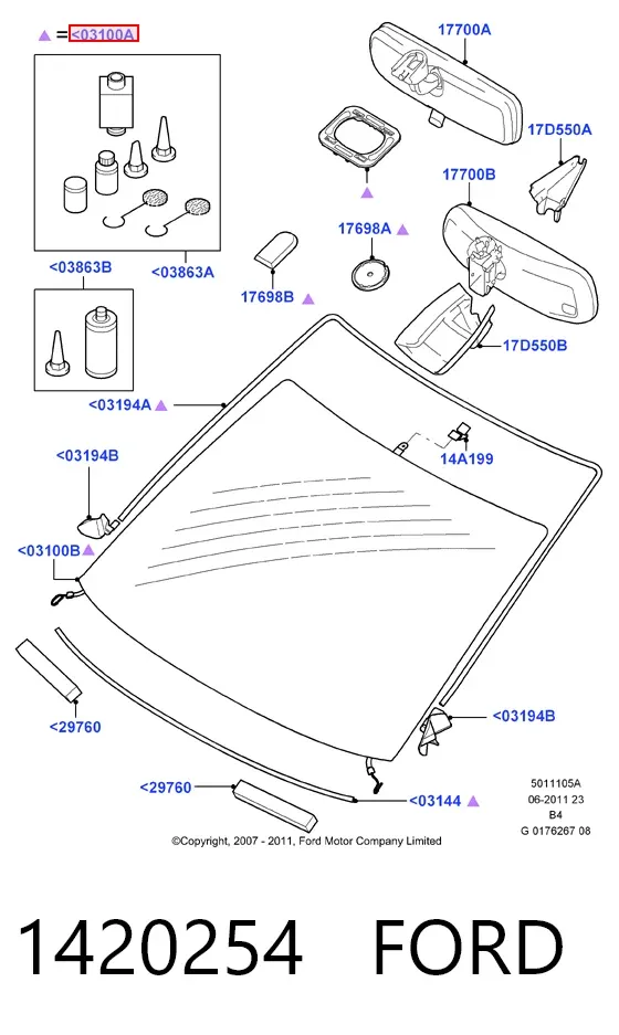 Лобове скло 1420254 Ford