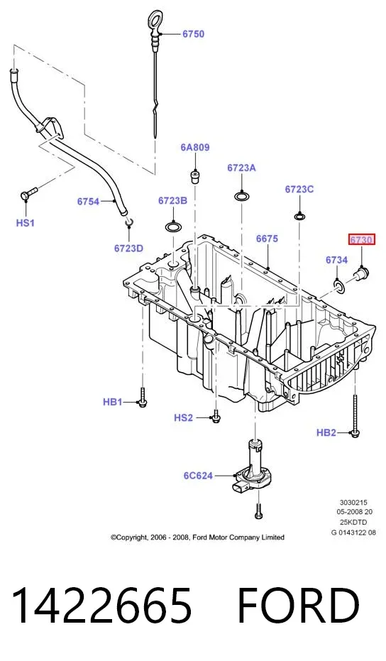 Пробка піддона двигуна 1422665 Ford