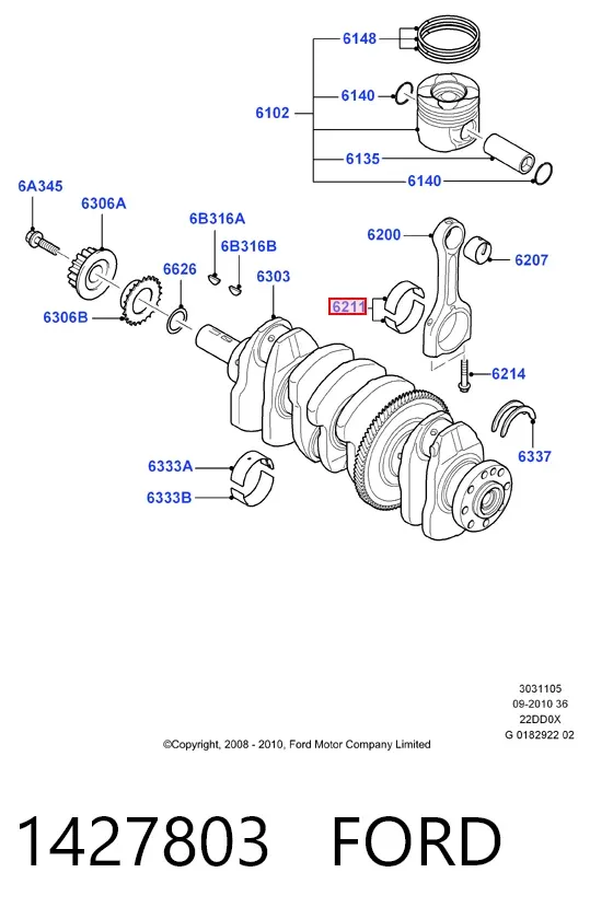 Вкладиші шатунні 1427803 Ford