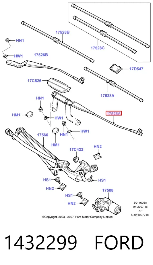Важіль склоочисника 1432299 Ford