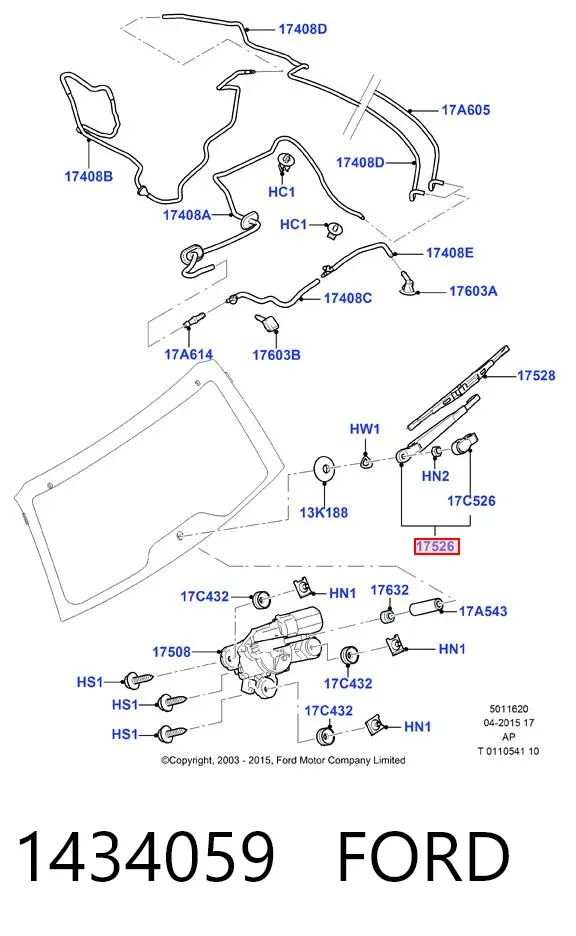 Важіль-поводок склоочисника заднього скла 1434059 Ford