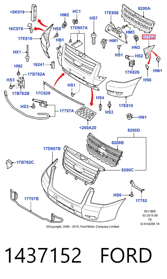 Кронштейн бампера переднього, лівий 1437152 Ford