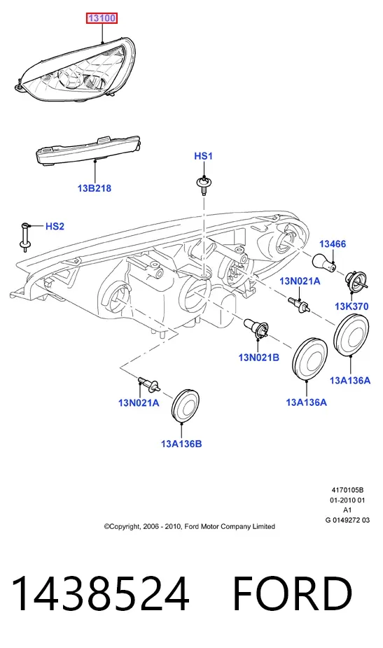 Фара права 1438524 Ford