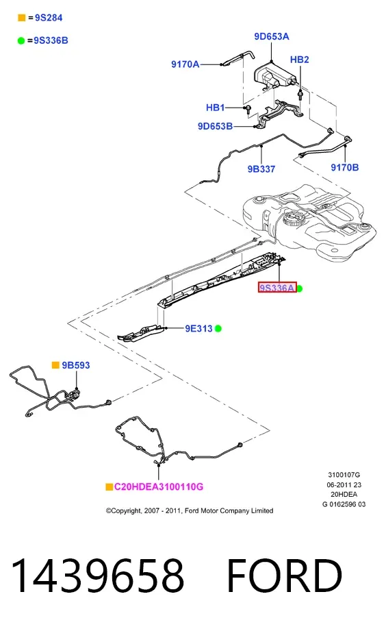 Захист паливних трубок бака 1439658 Ford