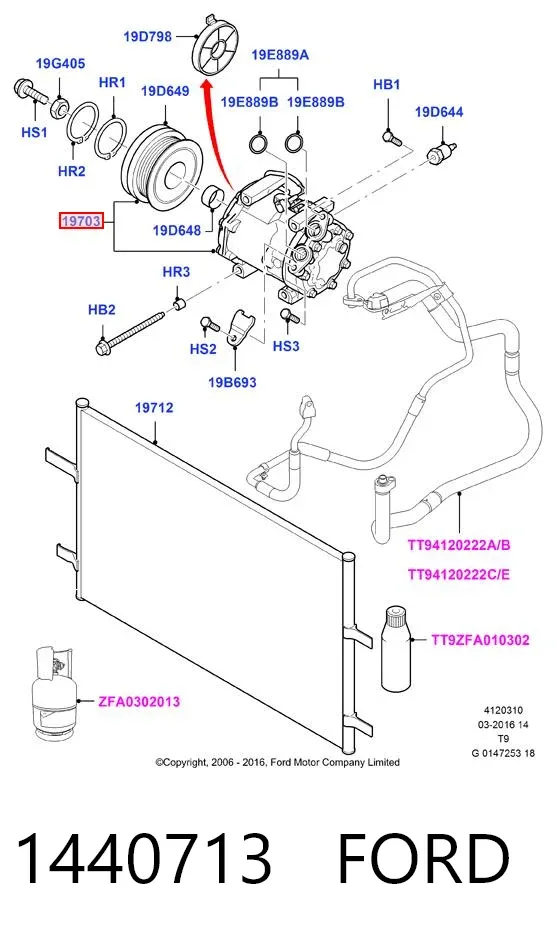 Компресор кондиціонера 1440713 Ford