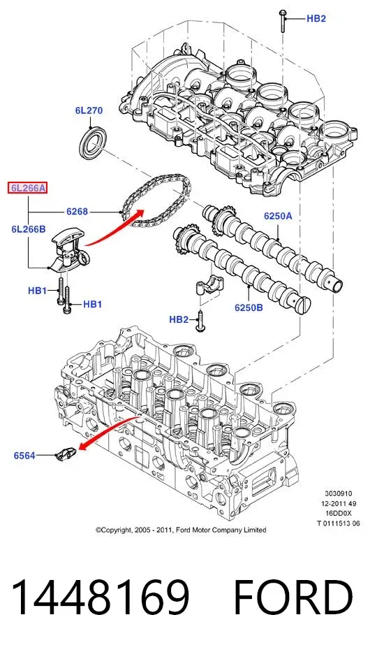 Ланцюг ГРМ, комплект, верхня 1448169 Ford