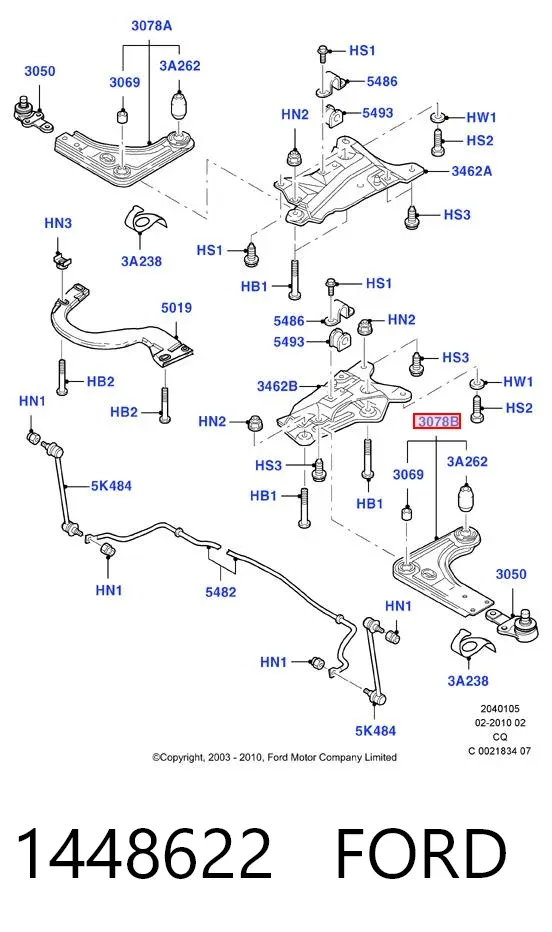 Важіль передньої підвіски нижній, лівий 1448622 Ford