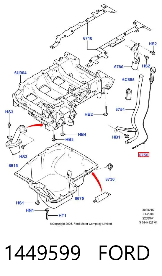 Масляний щуп 1449599 Ford