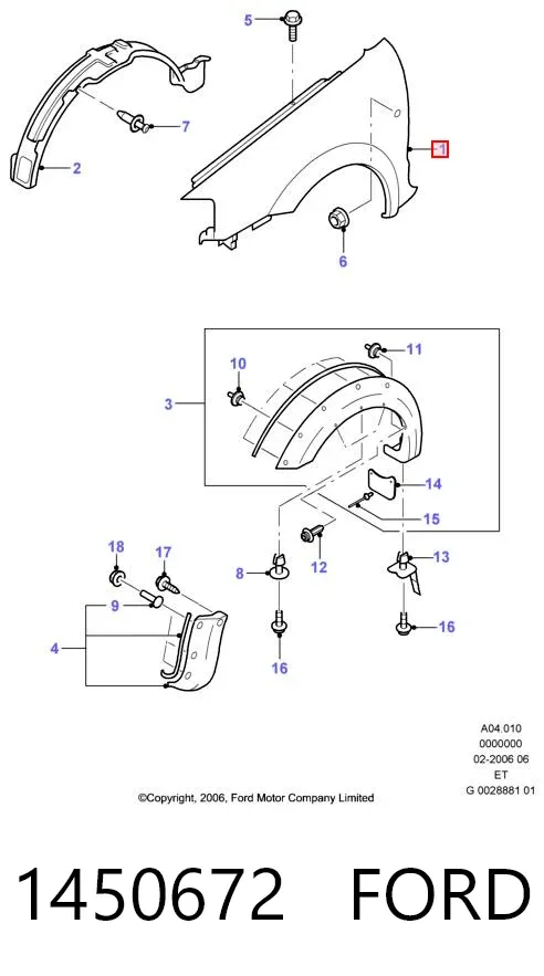 Крило переднє ліве 1450672 Ford