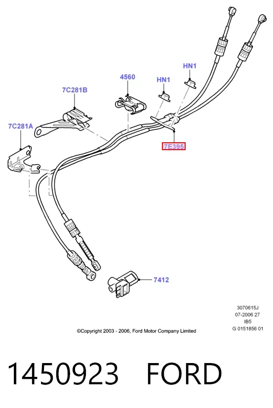Трос перемикання передач 1450923 Ford