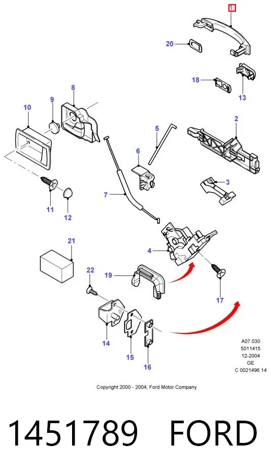 Ручка передньої двері зовнішня права 1451789 Ford