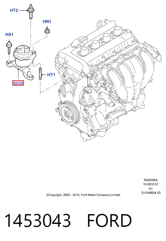 Подушка (опора) двигуна, права 1453043 Ford