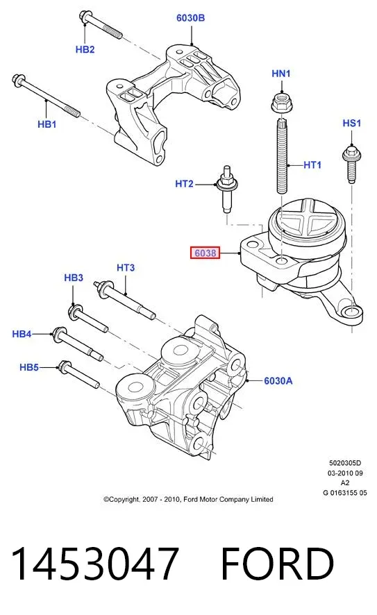 Подушка (опора) двигуна, права 1453047 Ford