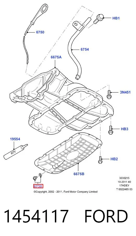 Пробка піддона двигуна 1454117 Ford