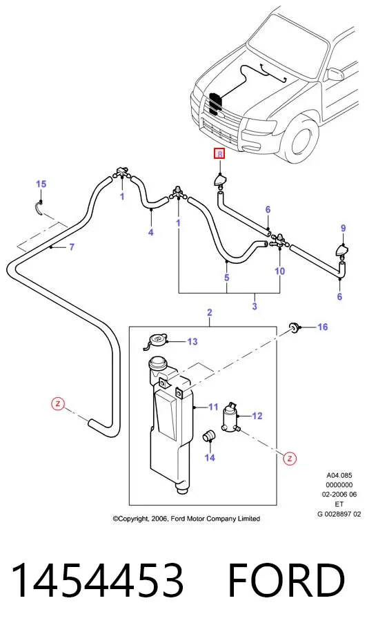 Форсунка омивача скла лобового, права 1454453 Ford